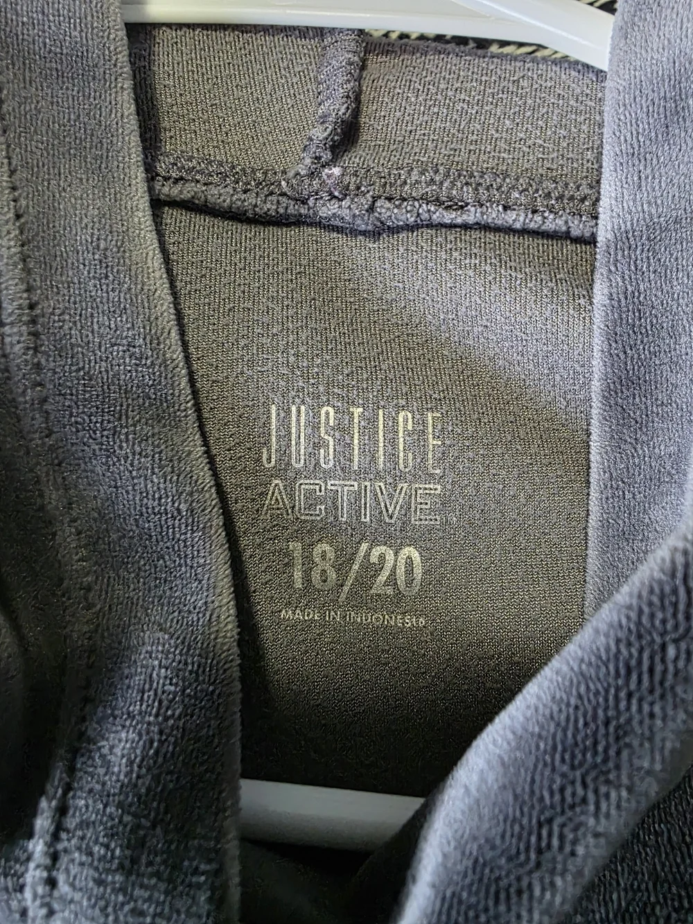 Justice Charcoal Velvet Cowl Pullover with Gold Accent Stripe